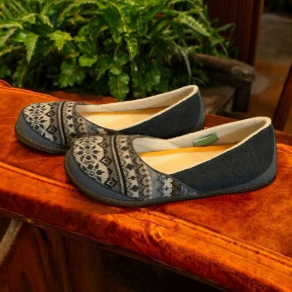 Smartwool Morning Ballet Flats Women's Size 10 Blue Wool Cozy Winter Shoes - Picture 3 of 8